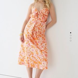 NWT JCrew Tie-Front Cotton Poplin Midi Dress Size Small